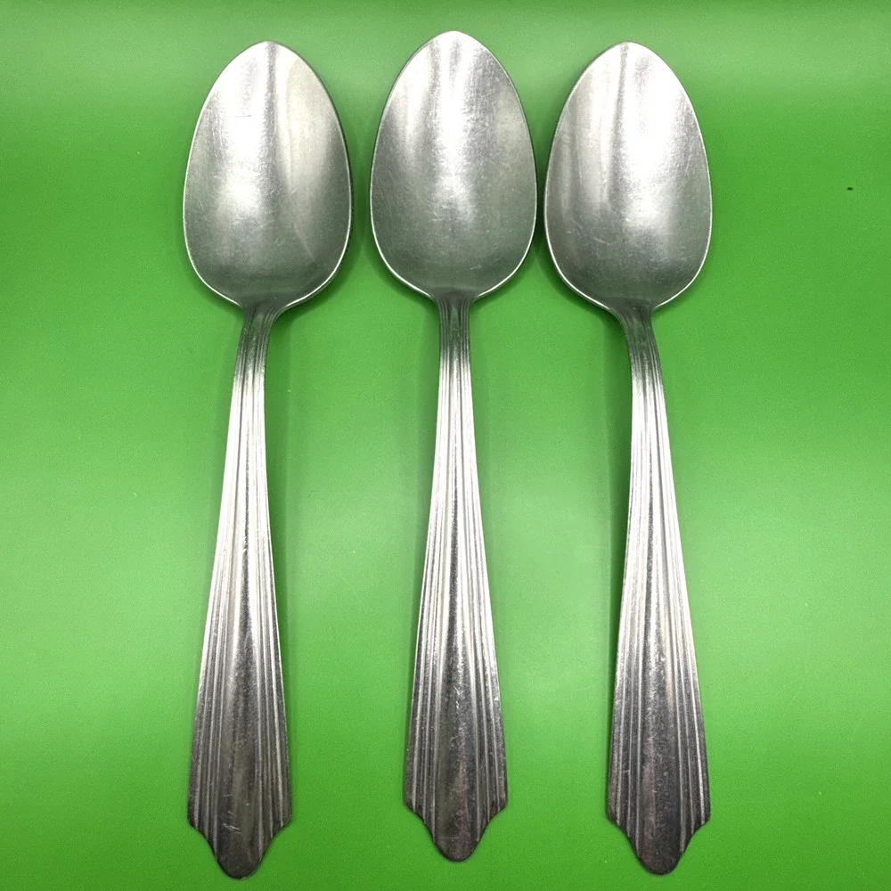 (3) Royal Allegheny RFL9 Oval Soup Table Spoon Place Stainless Outline 7 1/4 In